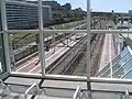 Station platforms from mezzanine