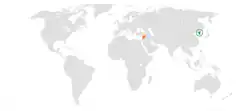 Map indicating locations of North Korea and Syria