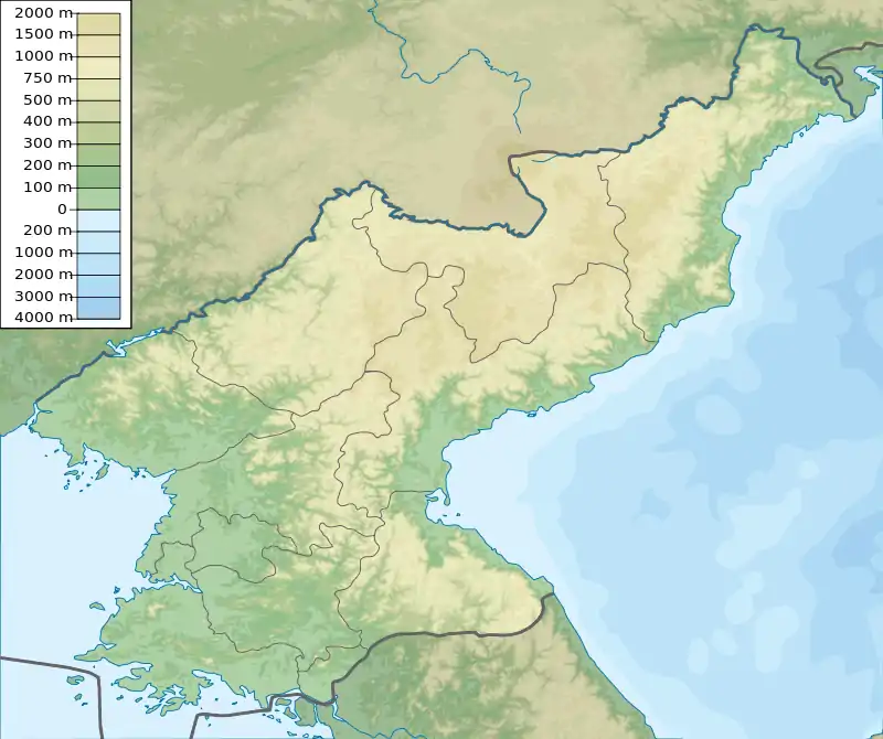 Location of Lake Kwangpo in North Korea