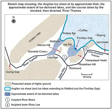 Anglian ice sheet in North London area