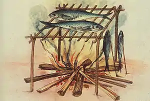 Equipment for curing fish used by the North Carolina Algonquins.