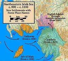 Image 24The northeastern Irish Sea, showing new settlements with Norse place names. (from History of Cumbria)