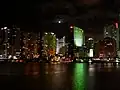 The northern Brickell skyline at night as seen from the Mandarin Oriental on Brickell Key