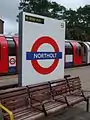 Roundel on eastbound platform face