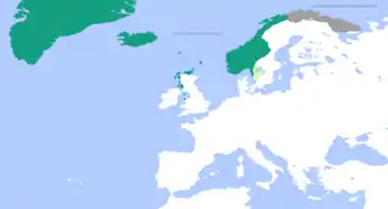 Map of Norway and its dependencies around 1263