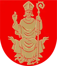 Nousiainen Coat of Arms, with Henry stepping on Lalli