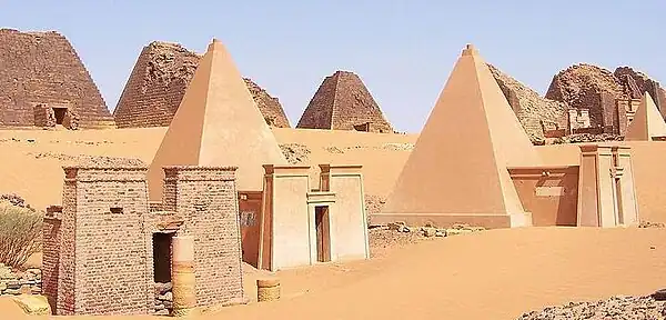 At Meroë, pyramids of the Kushite rulers