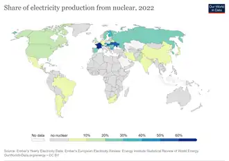 Image 115Share of electricity production from nuclear, 2022 (from Nuclear power)