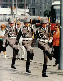 Honor parade of the NVA in front of the "Neue Wache" in Berlin on "Unter den Linden" in 1990