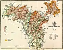 Map of Nyitra county in the Kingdom of Hungary (1891)