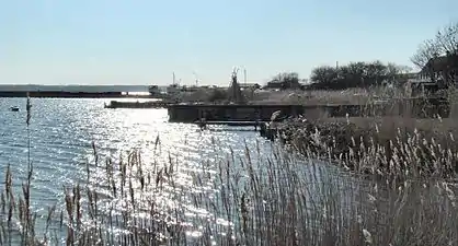 View along the coast in Nyord looking towards the harbour