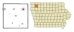 Location of Hartley, Iowa