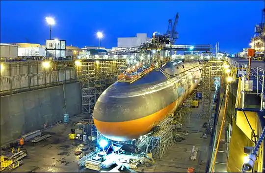 USS Ohio undergoing conversion to a cruise missile submarine in 2004