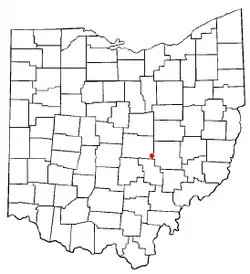 Location of Gratiot, Ohio