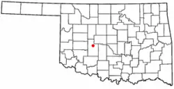 Location of Binger, Oklahoma