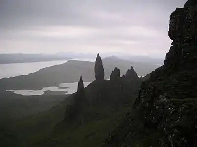 Image 16The Old Man of Storr is a rock pinnacle, the remains of an ancient volcanic plug. It is part of The Storr, a rocky hill overlooking the Sound of Raasay on the Trotternish peninsula of the Isle of Skye.Photo credit: Wojsy