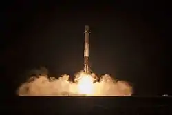 A Falcon 9 first stage landing at Cape Canaveral LZ-1