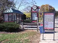 A CABS bus stop with previous branding