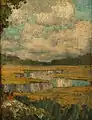 Oak Tree and Marshland, right panel detail