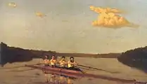 "Oarsmen on the Schuylkill" (aka "The Pennsylvania Barge Club Four") by Thomas Eakins (c. 1874).