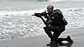 Cameroon Special Forces soldier with a Galil ACE 21 during a U.S. and Africa maritime exercise designed to increase maritime safety and security in the Gulf of Guinea