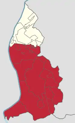 Map of Liechtenstein highlighting the currentelectoral district of Oberland (red),coextensive with the County of Vaduz