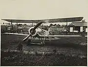 Oblique Front View of Basil Watson's Biplane, rear lawn, Follacleugh, Elsternwick, 1916.