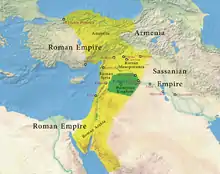 map of western Asia, showing the borders of Palmyra under Odaenathus 263