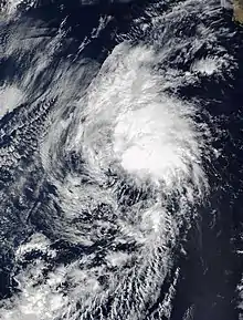 A satellite image of Tropical Storm Odalys on November 4