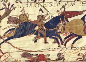 Image 59Depiction of the Battle of Hastings (1066) on the Bayeux Tapestry (from History of England)