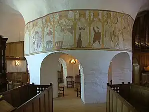 Central column of Østerlars Nordic round church in Bornholm, Denmark