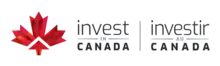 A stylized maple leaf in red tones, and the words "invest in CANADA /investir au Canada" in black.