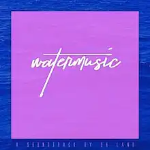 A purple and blue background displaying water waves is shown, along with the title 'Watermusic' in a white font in the center of the picture.