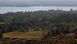 Oka village and Lake of Two Mountains as seen from Mount Oka