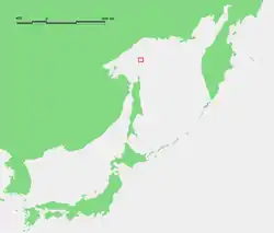 Location of Ioni Island in the Sea of Okhotsk.