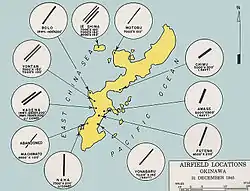 A map of Okinawa's airfields, 1945