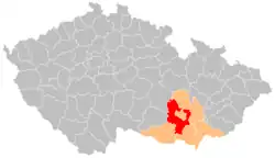 Location in the South Moravian Region within the Czech Republic