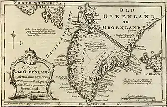 1747 map based on Egede's descriptions, by Emanuel Bowen