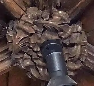 Carved wood ceiling boss, 1893