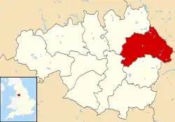 Oldham shown within Greater Manchester and England