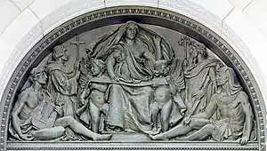 High-relief bronze tympanum of Writing, Thomas Jefferson Building, Washington, DC, USA