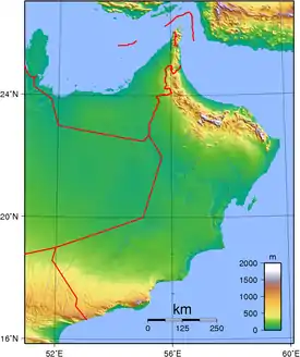 Topographic map of Oman