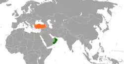 Map indicating locations of Oman and Turkey