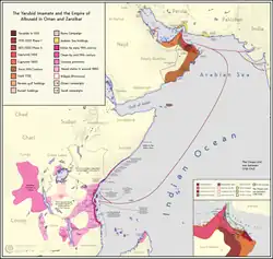 Sultanate of Zanzibar in pink