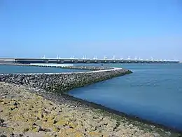 Oosterscheldekering sea wall, the Netherlands.