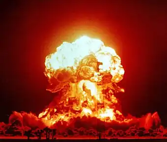 Explosion of an atomic bomb.