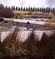 A maze of paths in ponds near the visitor center