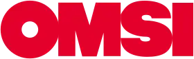 The words "OMSI" in large font. The letters are all in red.