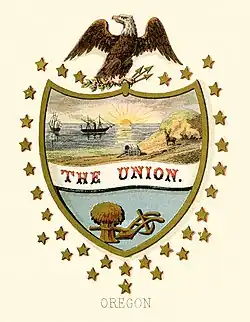 Oregon state coat of arms (illustrated, 1876)