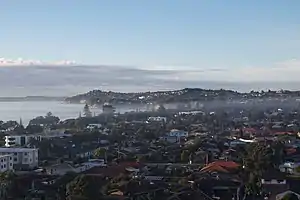 Orewa township, looking south towards the Whangaparaoa Peninsula